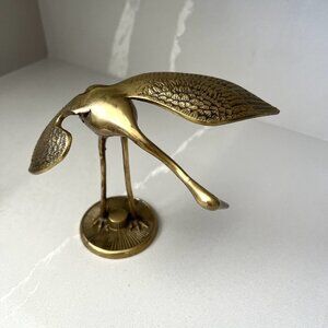 Leonard Silver Mfg Co. Solid Brass Heron Egret Stork Crane Bird Standing 7" Tall